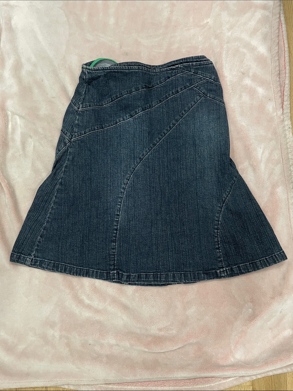 RW&CO. Dark Indigo Denim A-Line Skirt with Panel Stitching